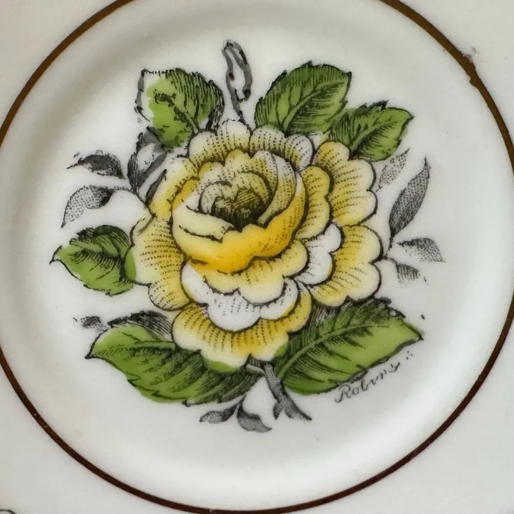 Vtg Stanley English Tea Cup Fine Bone China Yellow & Green Floral